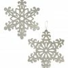 Bethany Lowe Large Platinum Glittered Snowflakes, 15" 2 Bethany Lowe Large Platinum Glittered Snowflakes, 15"