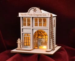 Ginger Cottages Christmas North Pole Fire Company Balsa Wood Ornament