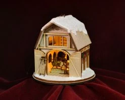 Ginger Cottages Santas Reindeer Barn Balsa Wood Ornament Christmas