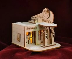 Ginger Cottages Santas Sleigh Station Balsa Wood Ornament Christmas