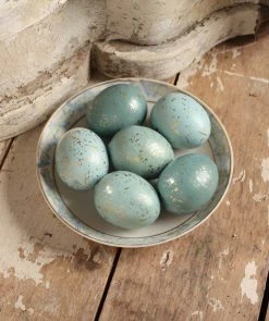 Bethany Lowe Small Aqua Eggs With Gold Flecks
