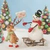 Bethany Lowe Oh What Fun! Reindeer Pulling Snowman On Sled New! 2 Bethany Lowe Oh What Fun! Reindeer Pulling Snowman On Sled New!
