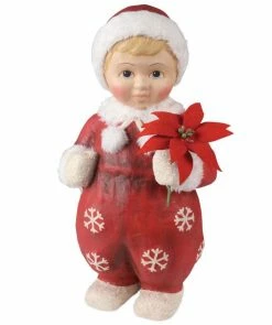 Bethany Lowe Snow Bunny Girl With Holly - Large Paper Mache Figure