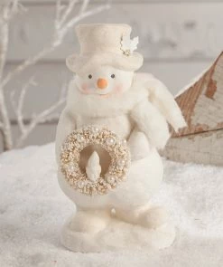 Bethany Lowe Snowman With Wreath, Winter Whites