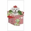 Mary Lake-Thompson Bichon Frise Christmas Surprise Flour Sack Towel