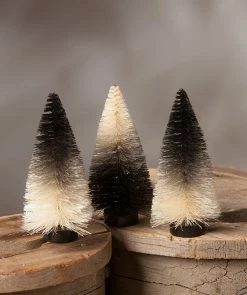 Bethany Lowe New! Black & White Ombre Mini Bottle Brush Trees