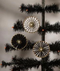Bethany Lowe New! Black & White Rosette Ornaments