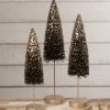 Bethany Lowe Black Bottle Brush Trees With Gold Glitter