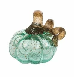 TheHolidayBarn.com New! Blue Green Glass Pumpkin