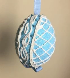 TheHolidayBarn.com New! Blue Sugar Lattice Egg Ornament