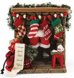 Enesco Christmas Fireplace Prop, Santa Down The Chimney New!