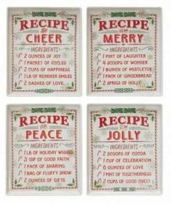 Creative Co-Op Christmas Recipe Plates