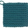 TheHolidayBarn.com Chunky Knit Cotton Potholders, Ocean Blue