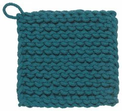 TheHolidayBarn.com Chunky Knit Cotton Potholders, Ocean Blue