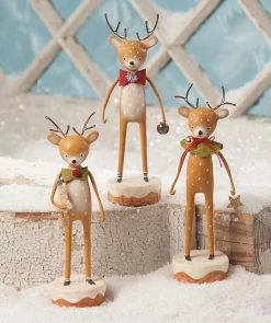 Bethany Lowe New! Dasher, Dancer And Prancer Reindeer Figurines