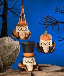 Bethany Lowe Skelly Head Ornaments New!