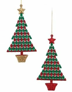 Katherine's Collection Diamond Pattern Retro Christmas Tree Ornaments