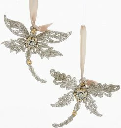 Kurt Adler Vinage Glamour Dragonfly Ornaments With Glass Glitter Christmas