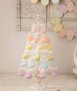 Bethany Lowe Pink Cracked Egg Basket Ornaments, Set Of 6 New!