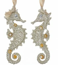 Kurt Adler Christmas Elegant Glitter Seahorse Ornaments