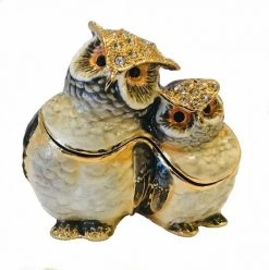 TheHolidayBarn.com Enameled Owl Trinket Box New!