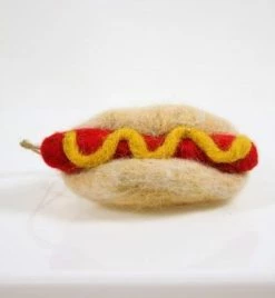 Cody Foster Famous Hot Dog Ornament - Wool Felted Christmas