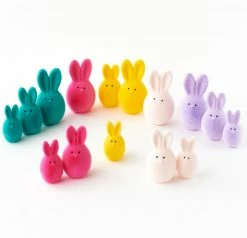 TheHolidayBarn.com New! Colorful Flocked Bunny Family