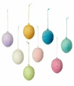 TheHolidayBarn.com Flocked Easter Egg Ornaments New!