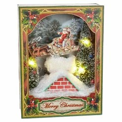 Raz New! Flying Santa Lighted Shadowbox