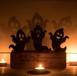 Bethany Lowe Ghoulish Ghost Silhouettes With Black Glitter