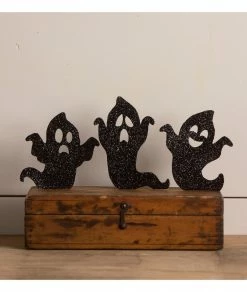 Bethany Lowe Ghoulish Ghost Silhouettes With Black Glitter