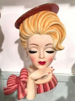 TheHolidayBarn.com Glamour Girl Head Vase, Blonde New!