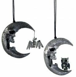 Katherine's Collection Glittered Skull Moon Ornaments