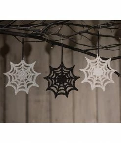 Bethany Lowe Glittered Spiderweb Ornaments