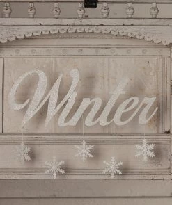 Bethany Lowe Winter Tin Sign With Snowflakes New!