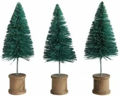 Creative Co-Op Green Bottle Brush Trees With Spool Base