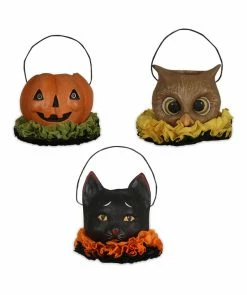 Bethany Lowe New! Halloween Pals Mini Bucket Ornaments