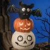 TheHolidayBarn.com Halloween Totem Pole With Skull, Pumpkin & Bat New!