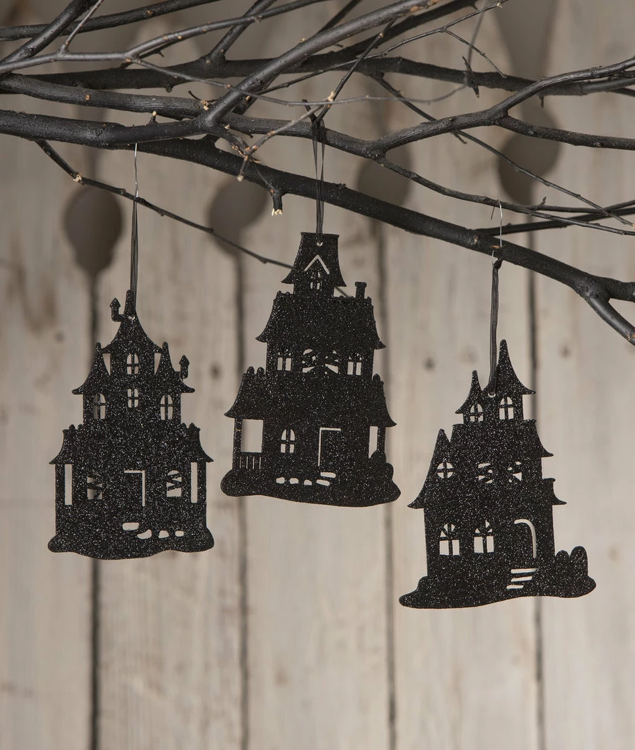 Bethany Lowe Haunted House Silhouette Ornaments 3 Bethany Lowe Haunted House Silhouette Ornaments