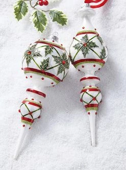 Raz Holly Finial Ornaments New!