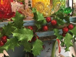 One Hundred 80 Degrees Retro Glittered Holly Garland