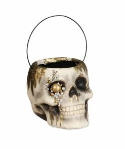 Bethany Lowe Jeweled Skull Paper Mache Bucket