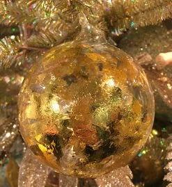Winward Jim Marvin Gold Metallic Leaf Clear Glass Ornaments New!