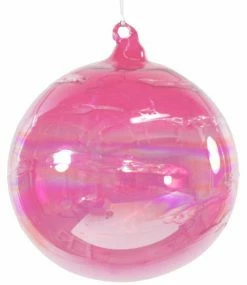 TheHolidayBarn.com Jim Marvin Ornaments Jim Marvin Iridescent Candy Rose Pink Art Glass Ball Ornaments