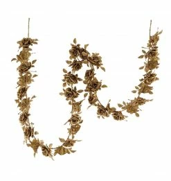 TheHolidayBarn.com Katherine's Collection Golden Rose Glittered Garland