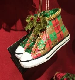 TheHolidayBarn.com Katherine's Collection Plaid Sneakers Ornament New!