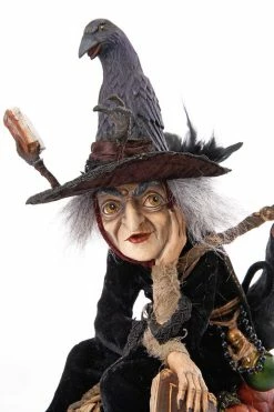 Katherine's Collection Winona Witch With Broom And Cat