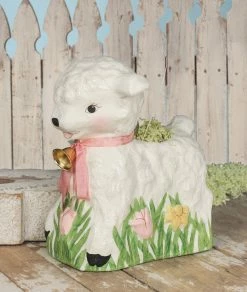 Bethany Lowe Retro Lamb Bucket, Paper Mache