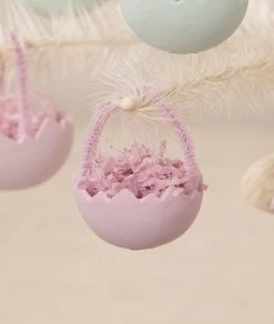 Bethany Lowe New! Lavender Cracked Egg Basket Ornaments, Set Of 6