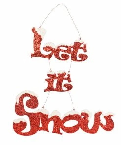 Bethany Lowe New! Let It Snow Glittered Tin Sign